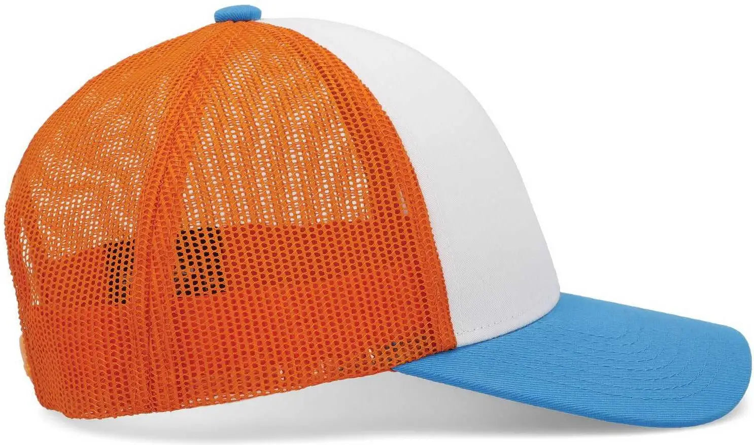 Pacific Headwear P114 Low-Pro Trucker Cap - White Neon Orange Panther Teal