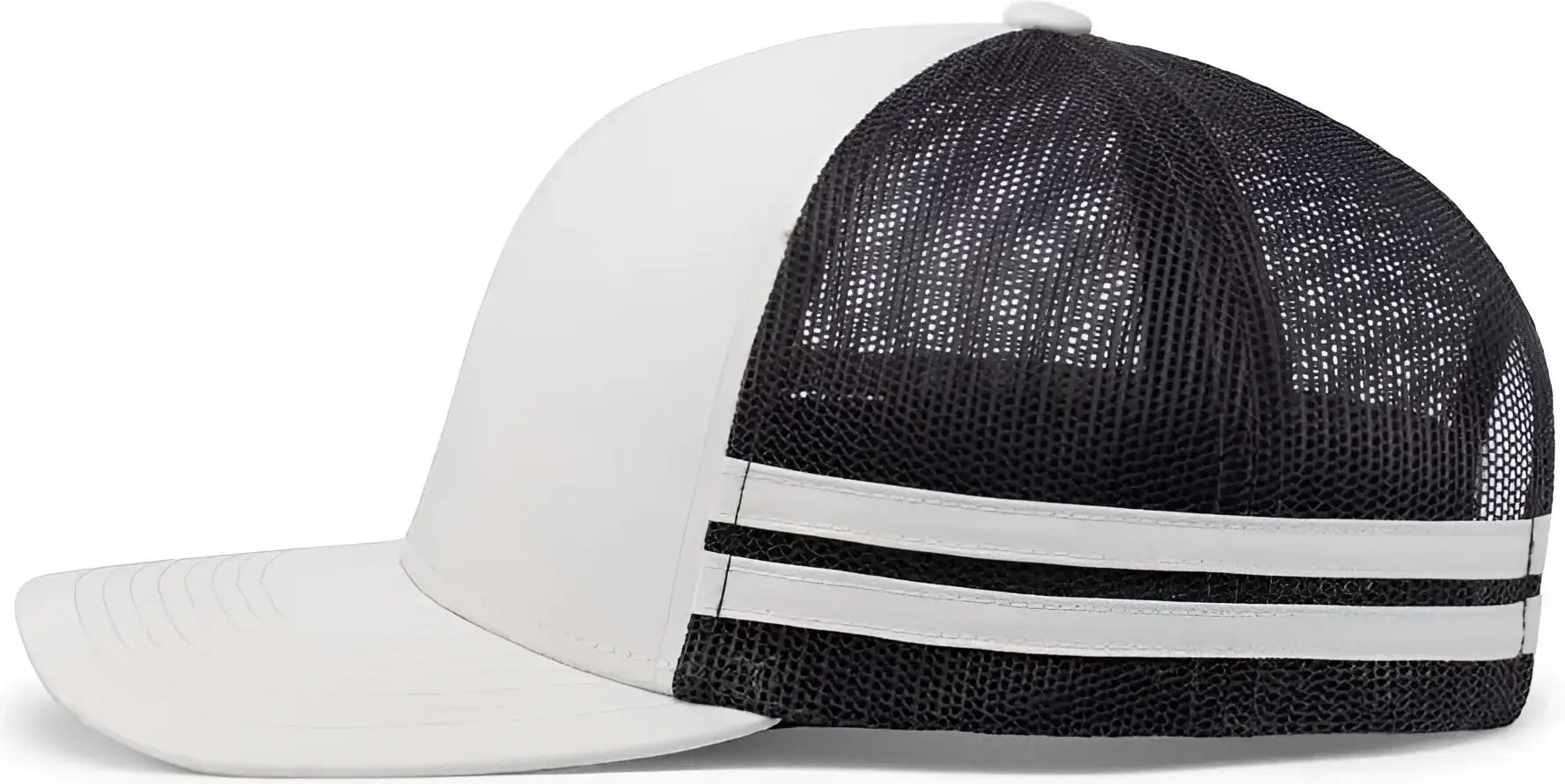 Pacific Headwear P115 Low-Profile Stripe Trucker Cap - Birch Light Charcoal Birch - Birch Light Charcoal Birch / 7’’