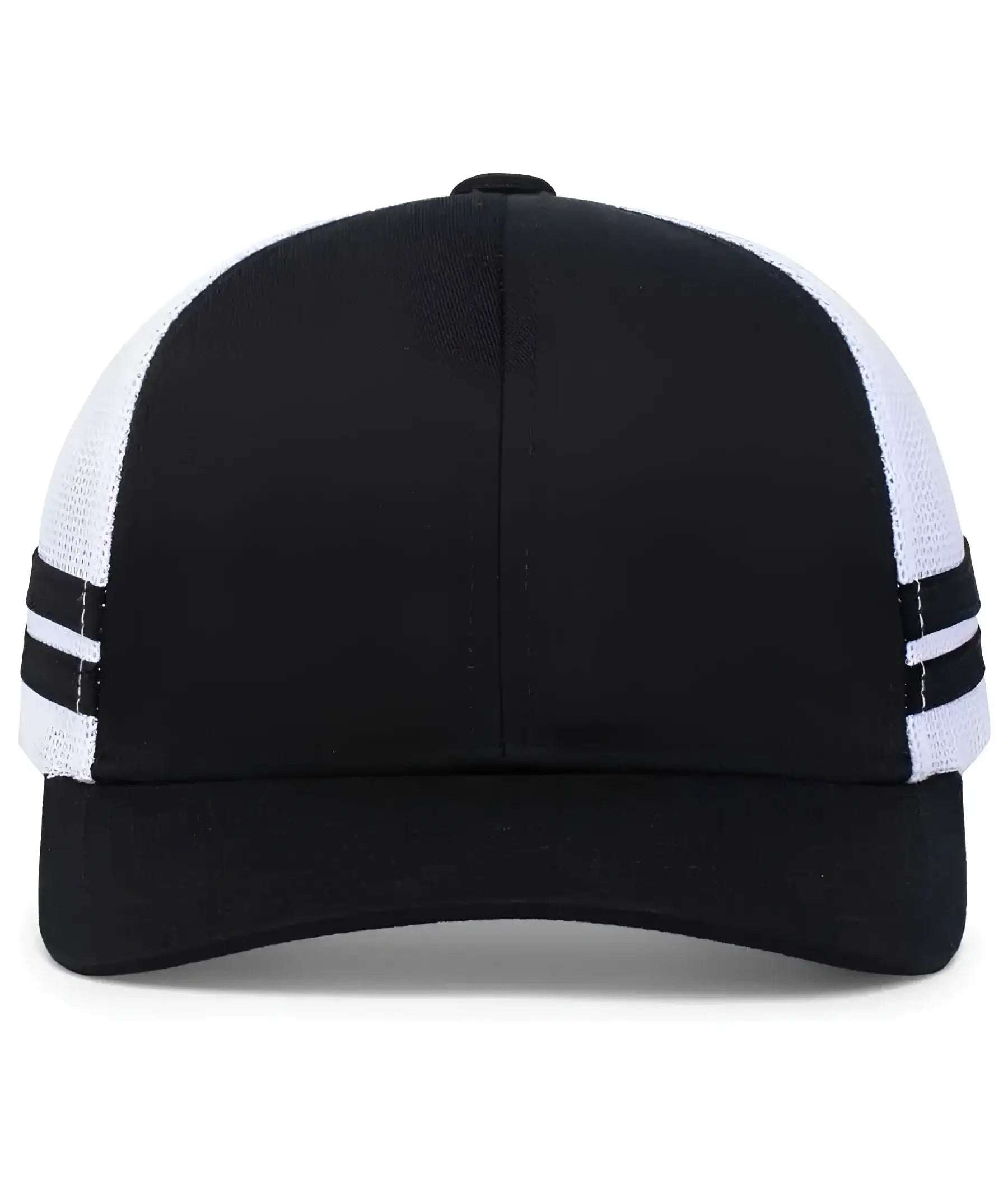 Pacific Headwear P115 Low-Profile Stripe Trucker Cap - Black White Black - Black White Black / 7’’ - 7 7/8’’