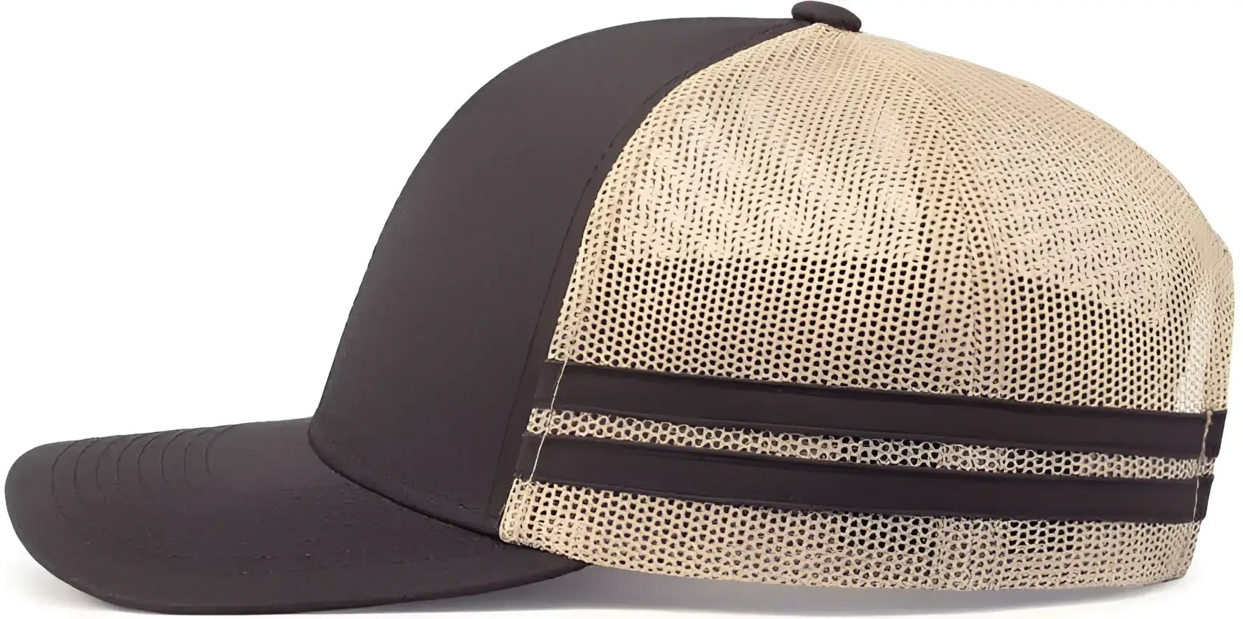 Pacific Headwear P115 Low-Profile Stripe Trucker Cap - Brown Khaki Brown - Brown Khaki Brown / 7’’ - 7 7/8’’