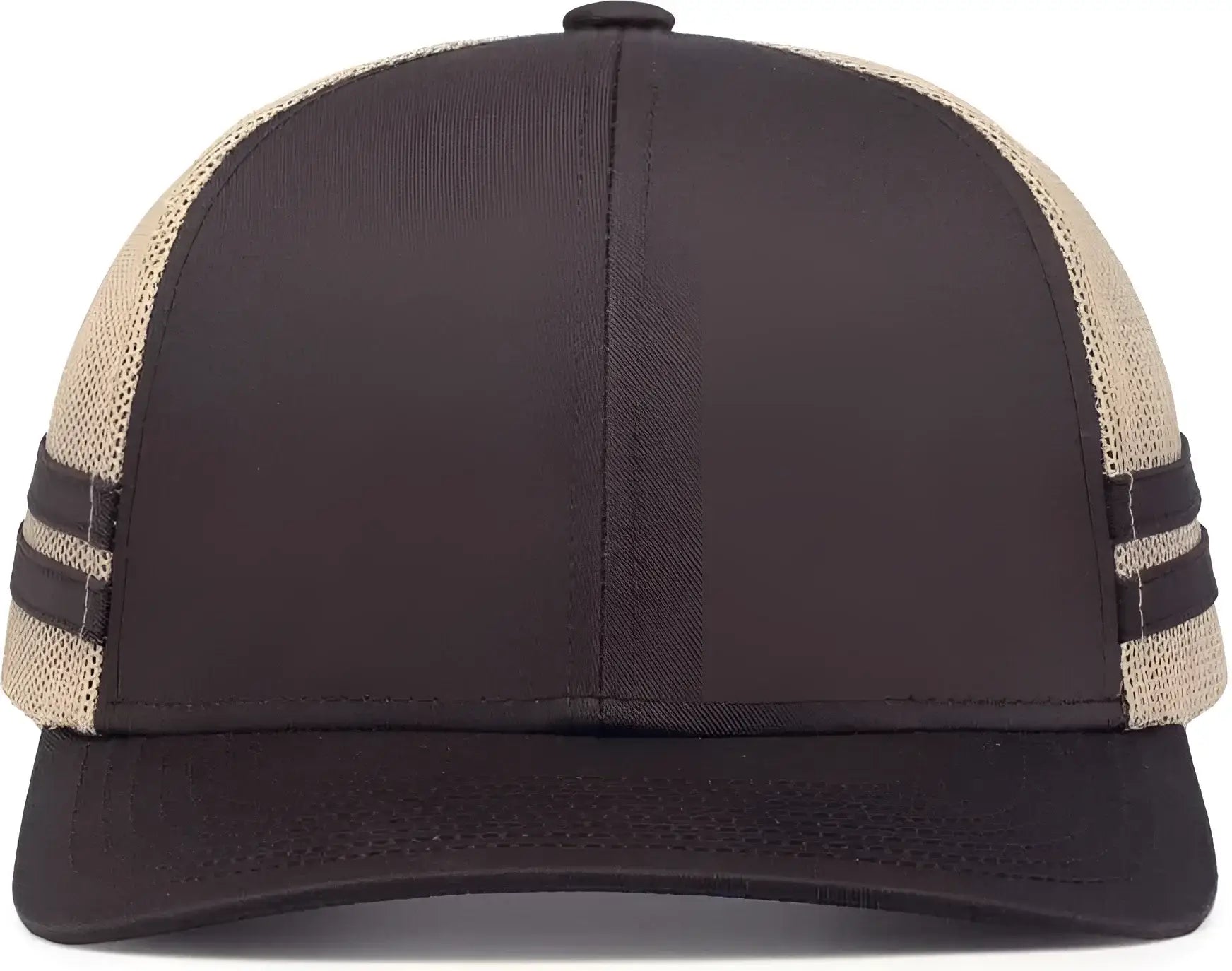 Pacific Headwear P115 Low-Profile Stripe Trucker Cap - Brown Khaki Brown - Brown Khaki Brown / 7’’ - 7 7/8’’