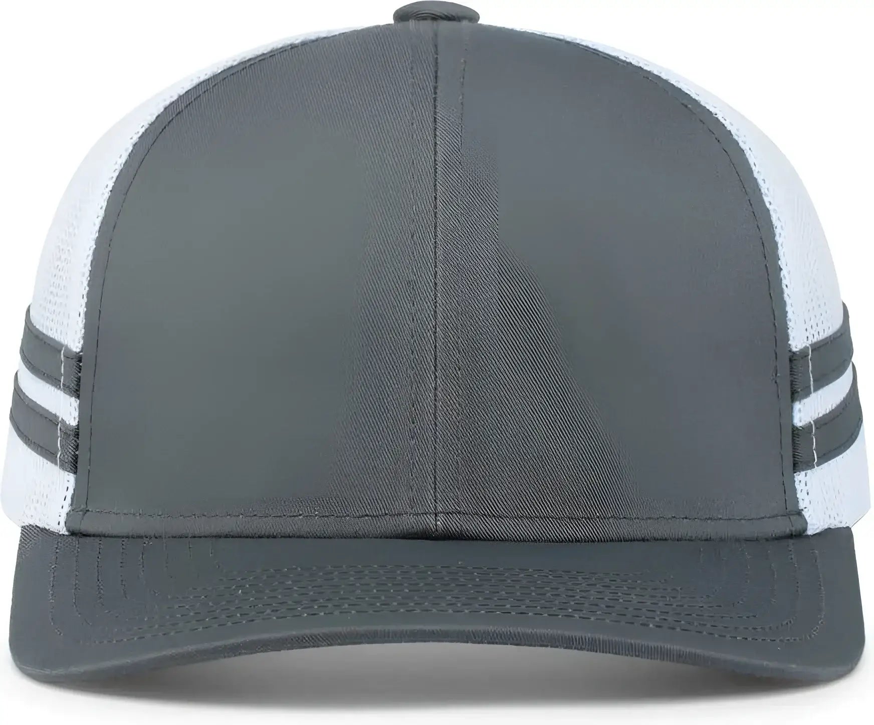 Pacific Headwear P115 Low-Profile Stripe Trucker Cap - Graphite White Graphite - Graphite White Graphite / 7’’ - 7 7/8’’