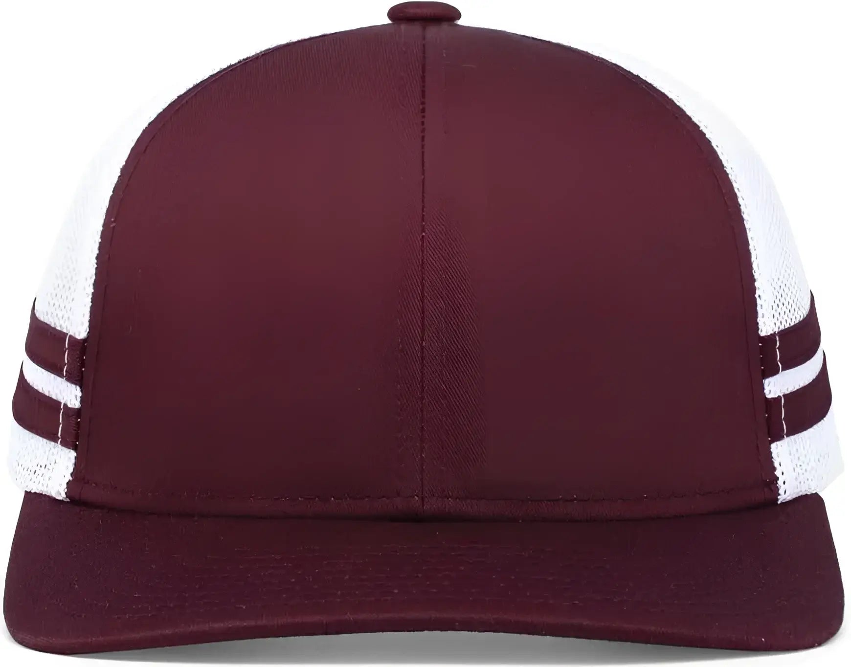 Pacific Headwear P115 Low-Profile Stripe Trucker Cap - Maroon White Maroon - Maroon White Maroon / 7’’ - 7 7/8’’