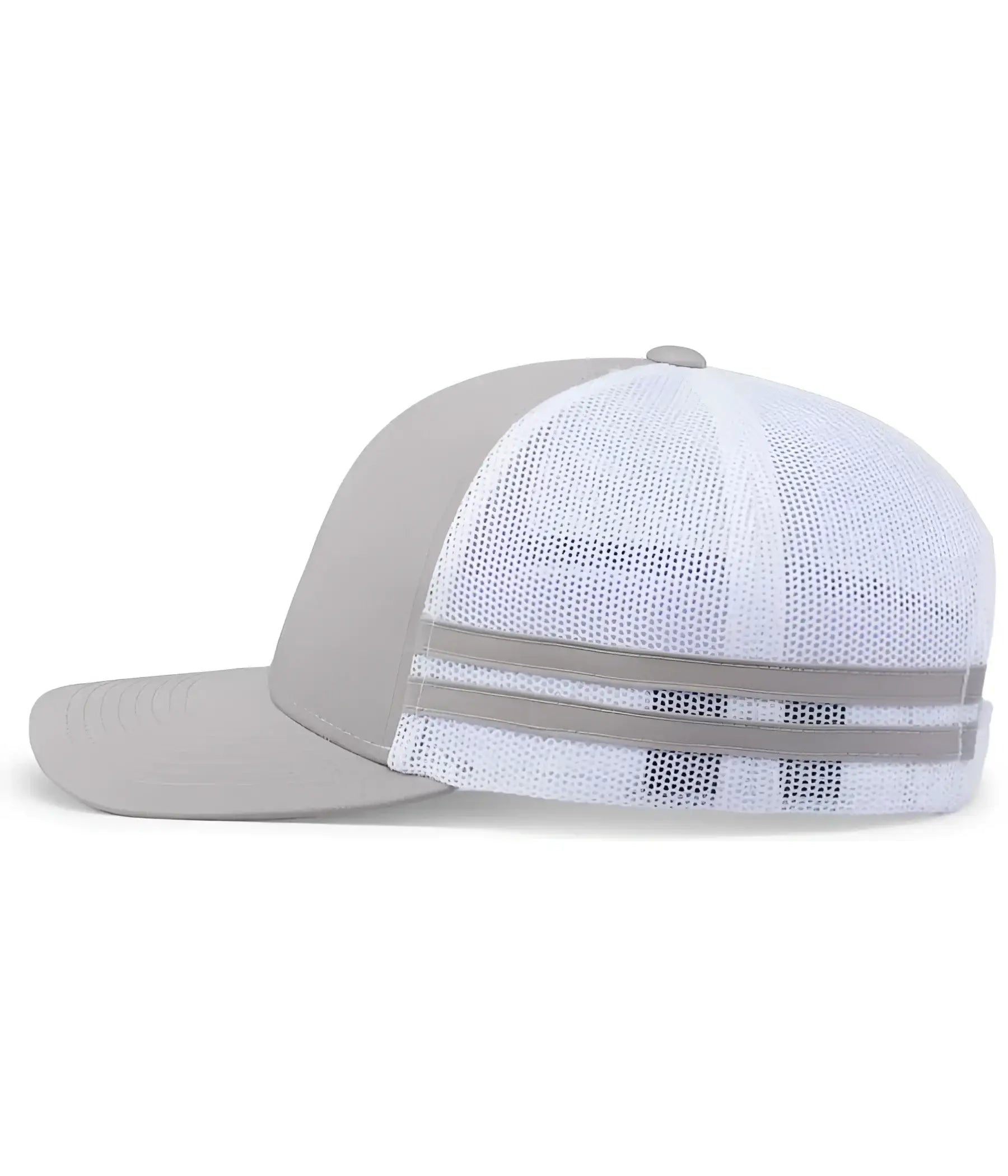 Pacific Headwear P115 Low-Profile Stripe Trucker Cap - Silver White Silver - Silver White Silver / 7’’ - 7 7/8’’