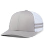 Pacific Headwear P115 Low-Profile Stripe Trucker Cap - Silver White Silver - Silver White Silver / 7’’ - 7 7/8’’