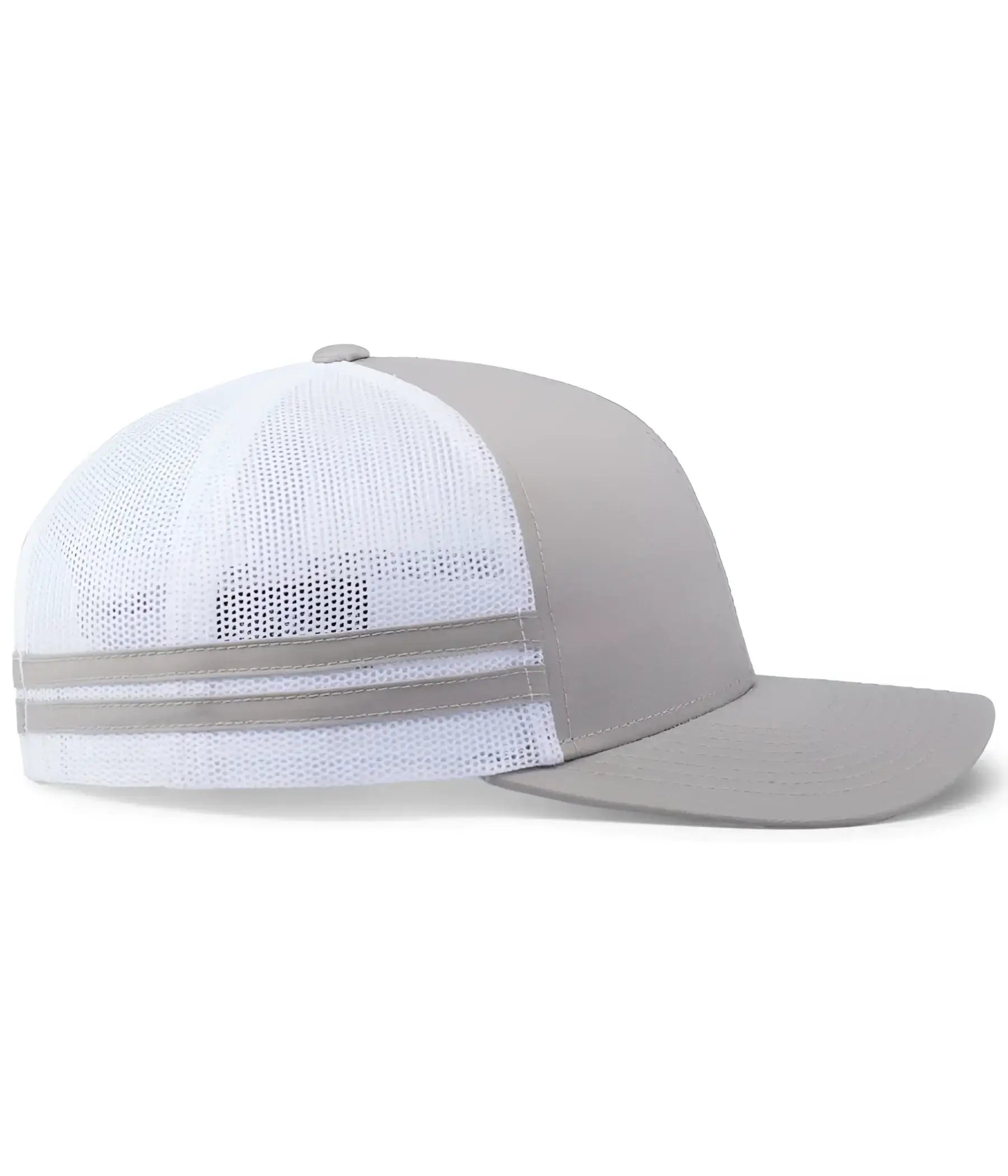 Pacific Headwear P115 Low-Profile Stripe Trucker Cap - Silver White Silver - Silver White Silver / 7’’ - 7 7/8’’