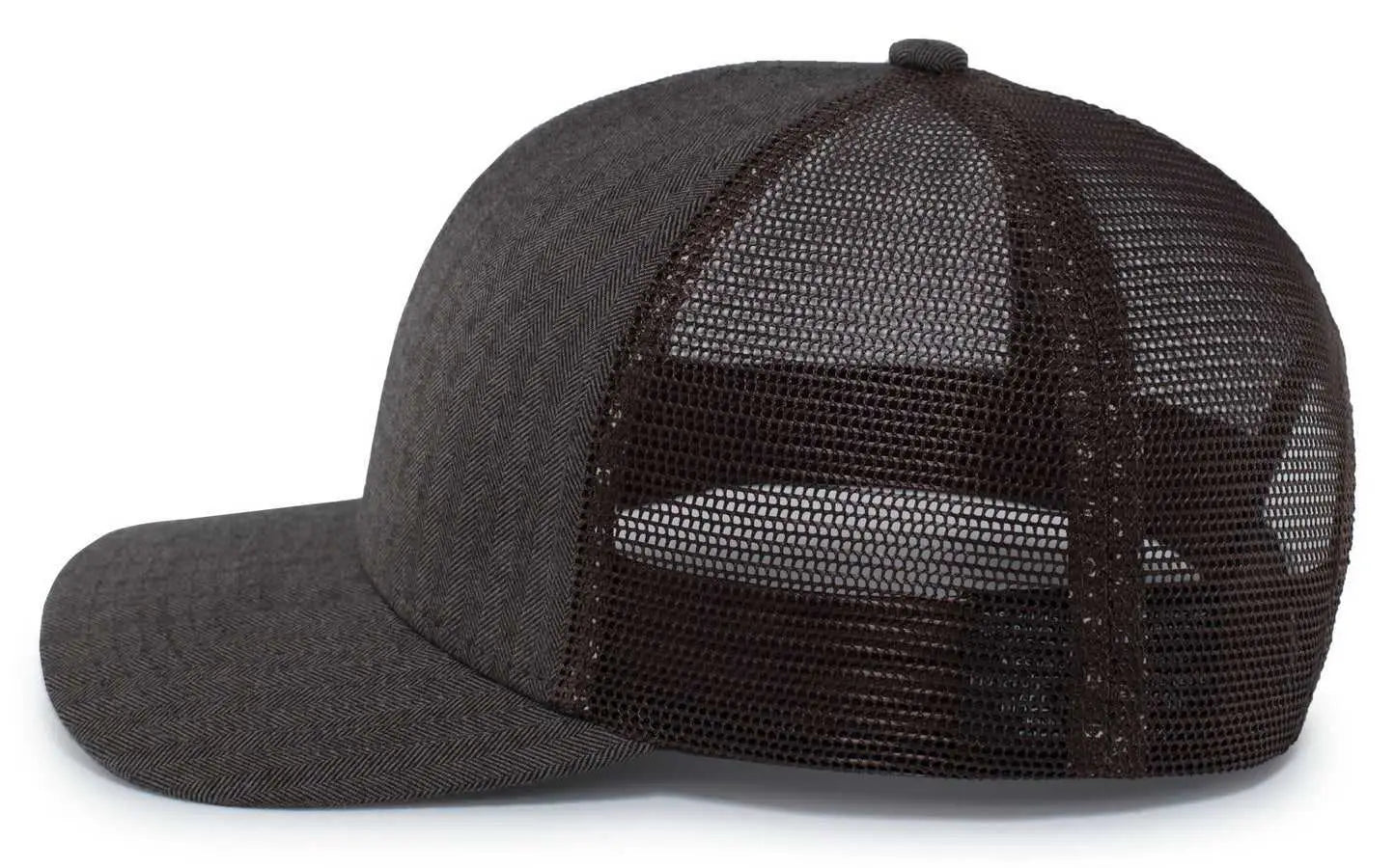 Pacific Headwear P124 Herringbone Trucker Cap - Espresso - Coffee / 7’’ - 7 7/8’’