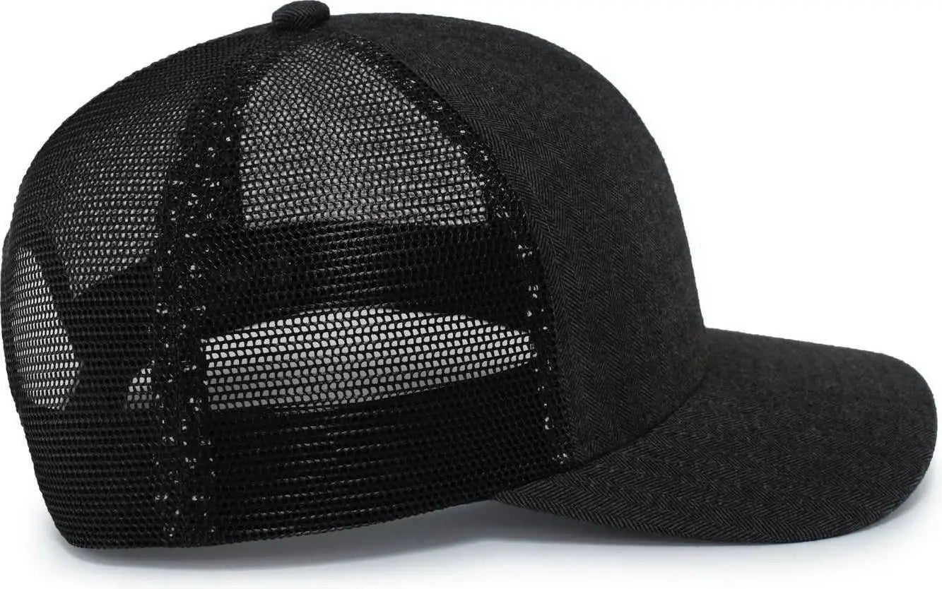 Pacific Headwear P124 Herringbone Trucker Cap - Light Charcoal Black Light Charcoal - Light Charcoal Black Light