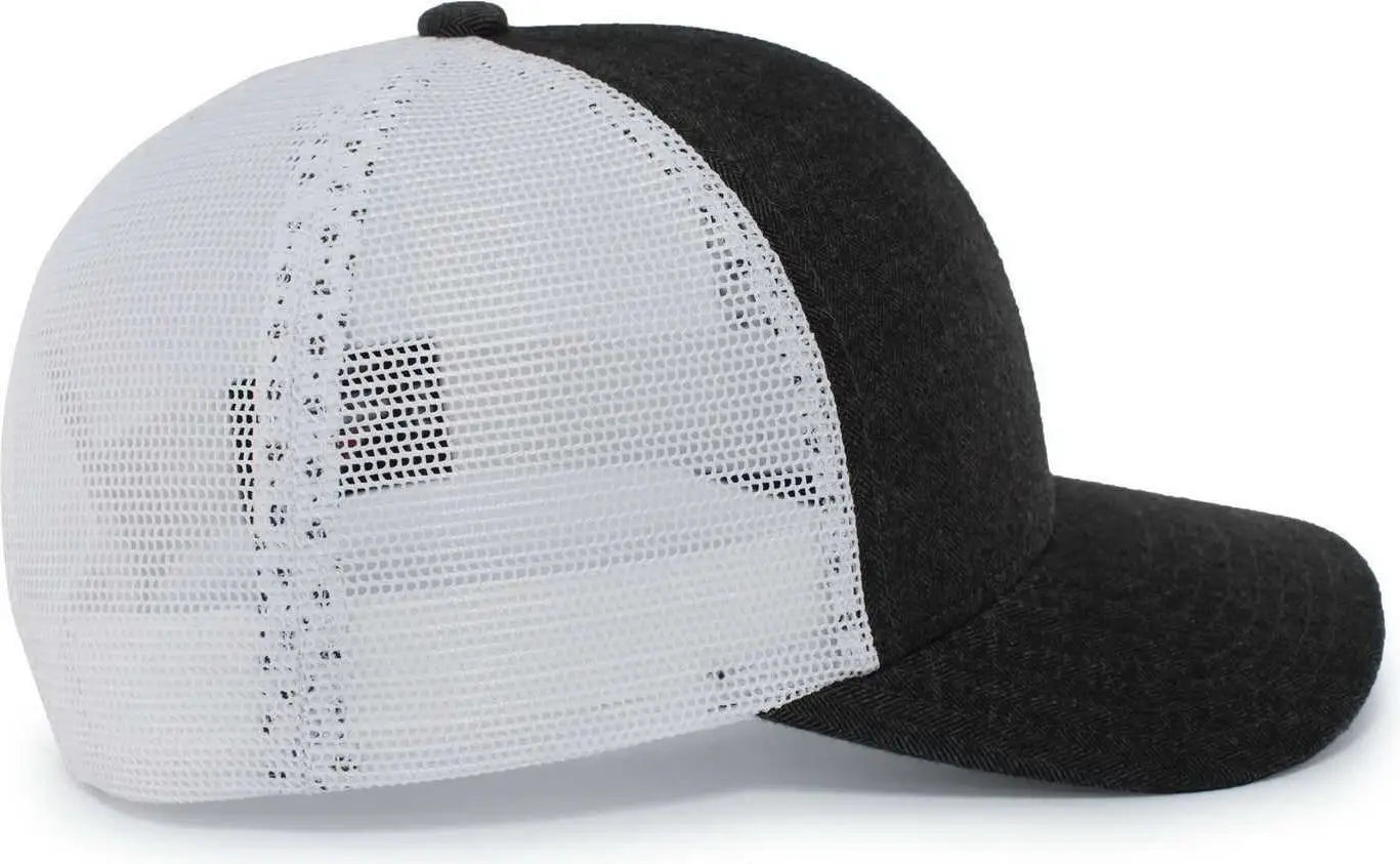 Pacific Headwear P124 Herringbone Trucker Cap - Light Charcoal White Light Charcoal - Light Charcoal White Light