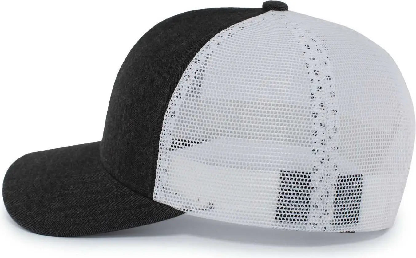 Pacific Headwear P124 Herringbone Trucker Cap - Light Charcoal White Light Charcoal - Light Charcoal White Light