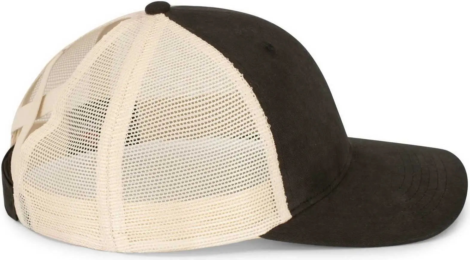 Pacific Headwear P130 Ladies Ponytail Cap - Black Beige Black - Black Beige Black / 7’’ - 7 7/8’’