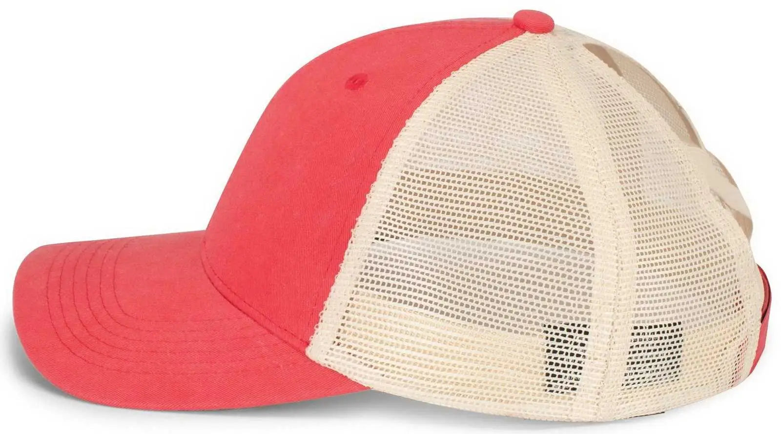 Pacific Headwear P130 Ladies Ponytail Cap - Coral Beige Coral - Coral Kahki / 7’’ 7 7/8’’