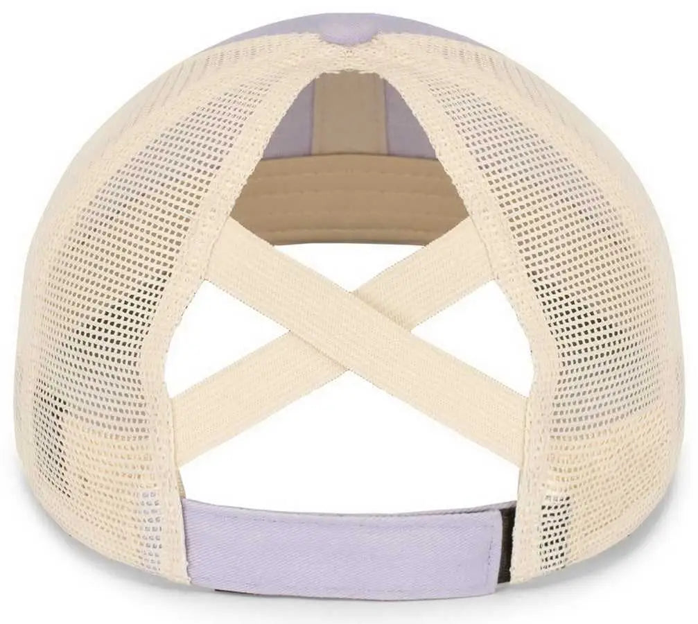 Pacific Headwear P130 Ladies Ponytail Cap - Lavender Beige Lavender - Purple Khaki / 7’’ 7 7/8’’