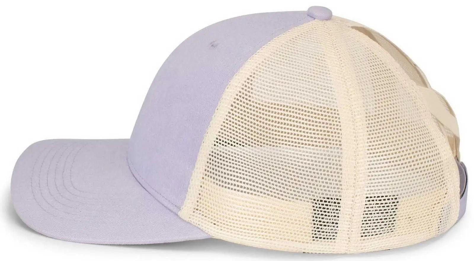 Pacific Headwear P130 Ladies Ponytail Cap - Lavender Beige Lavender - Purple Khaki / 7’’ 7 7/8’’