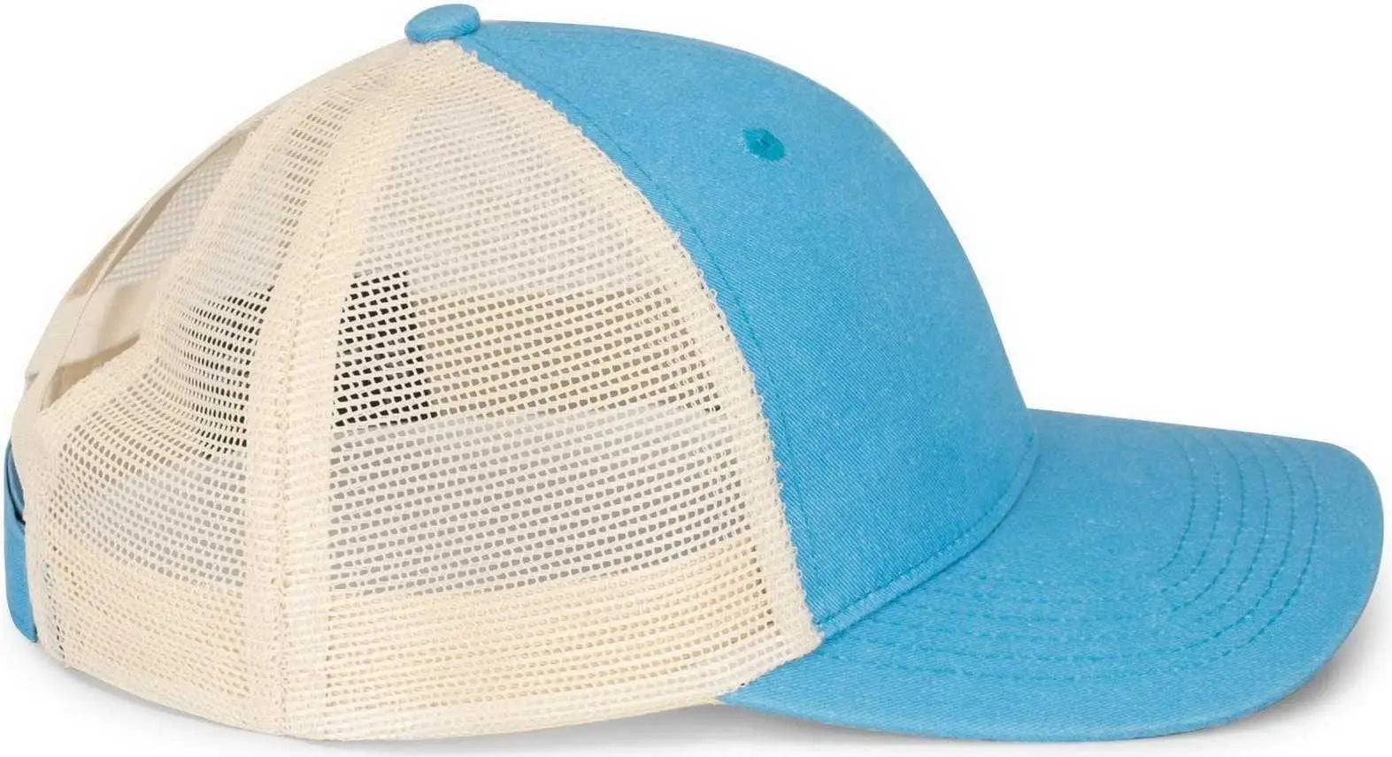 Pacific Headwear P130 Ladies Ponytail Cap - Light Blue Beige Light Blue - Blue Khaki / 7’’ 7 7/8’’