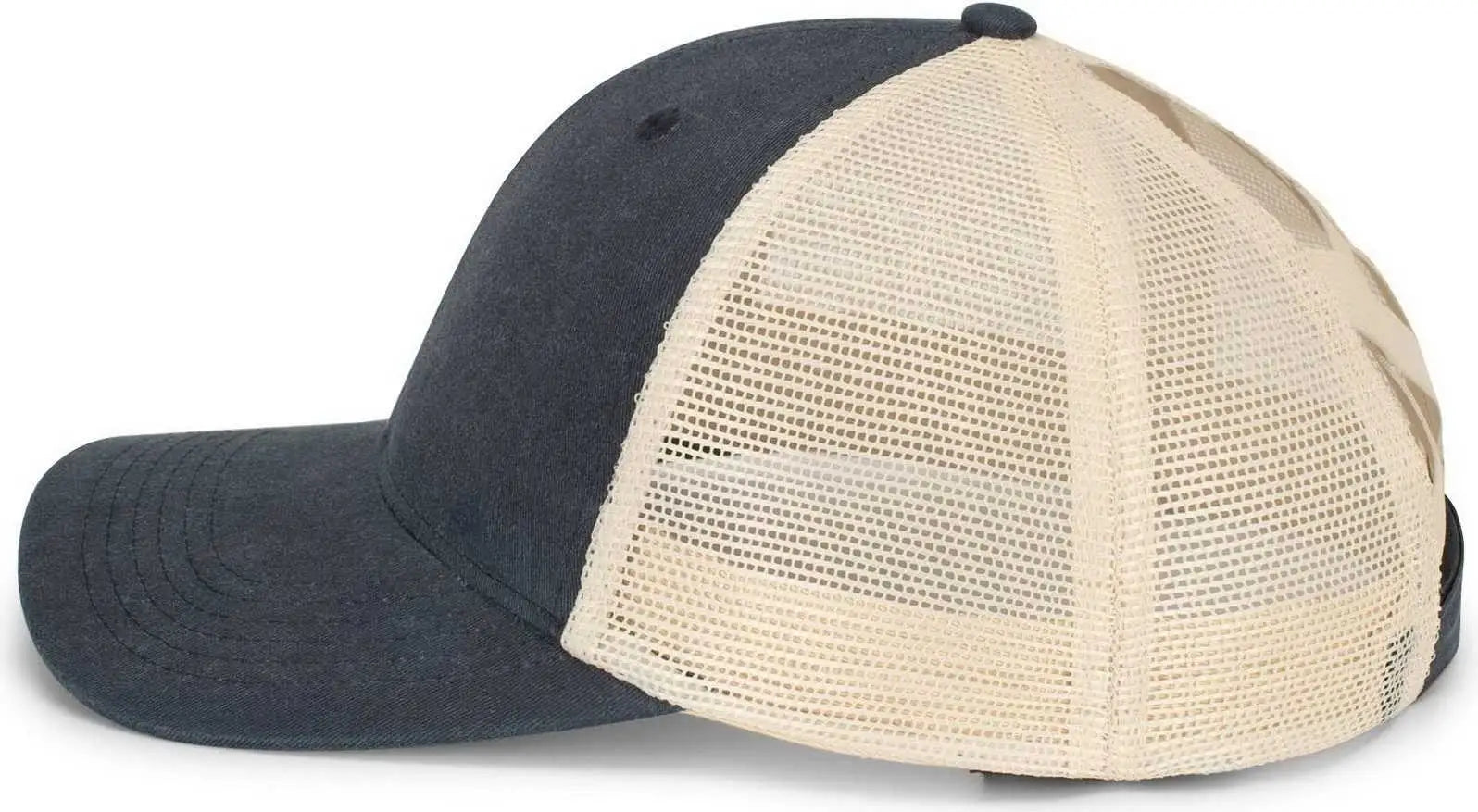 Pacific Headwear P130 Ladies Ponytail Cap - Navy Beige Navy - Navy Khaki / 7’’ 7 7/8’’