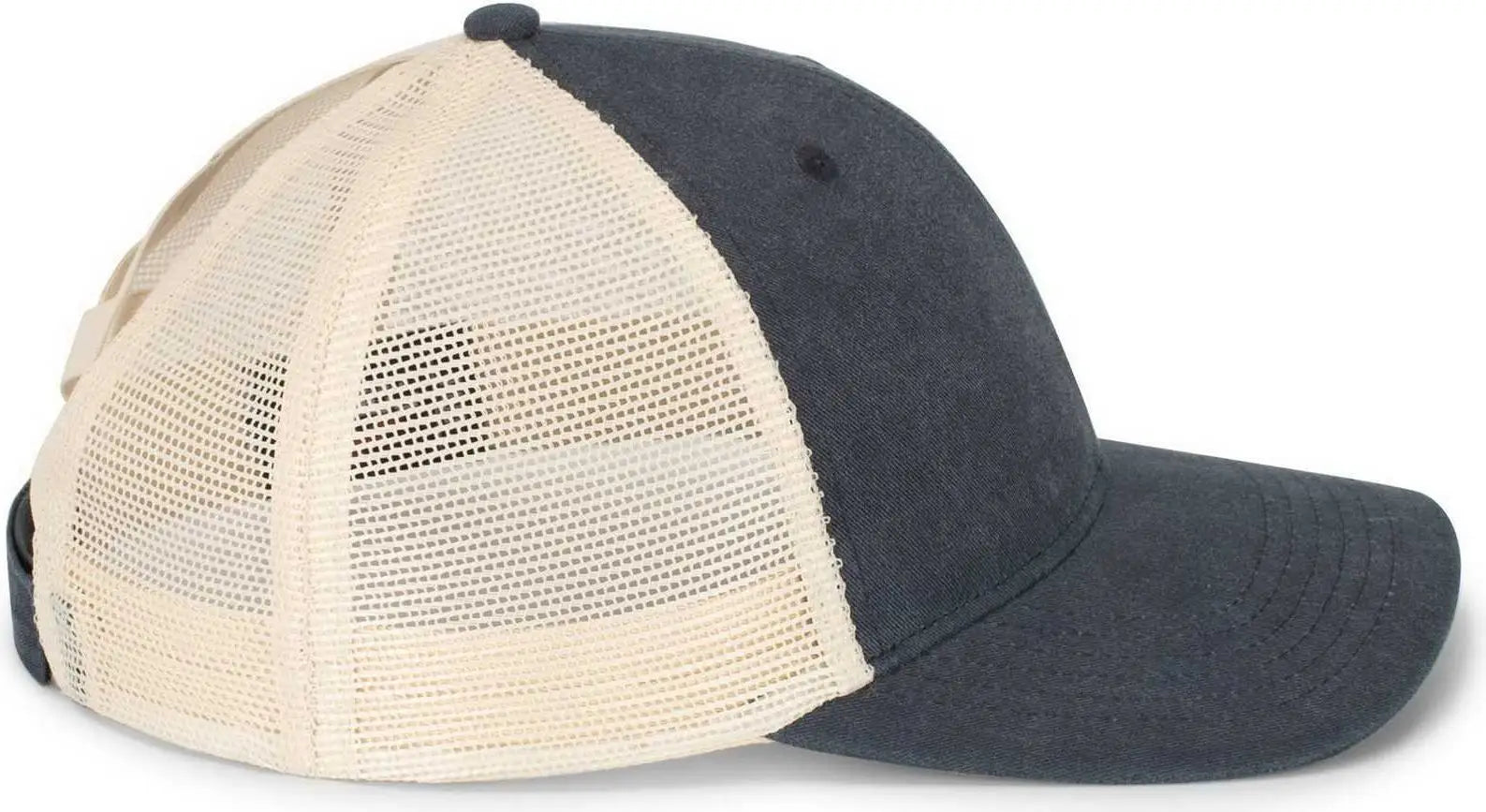 Pacific Headwear P130 Ladies Ponytail Cap - Navy Beige Navy - Navy Khaki / 7’’ 7 7/8’’
