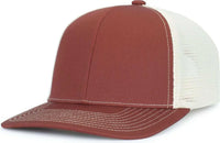 Pacific Headwear P151S Contrast Stitch Trucker Pacflex Snapback Cap - Brick Beige Brick - Brown Kahki / 7’’ 7 7/8’’