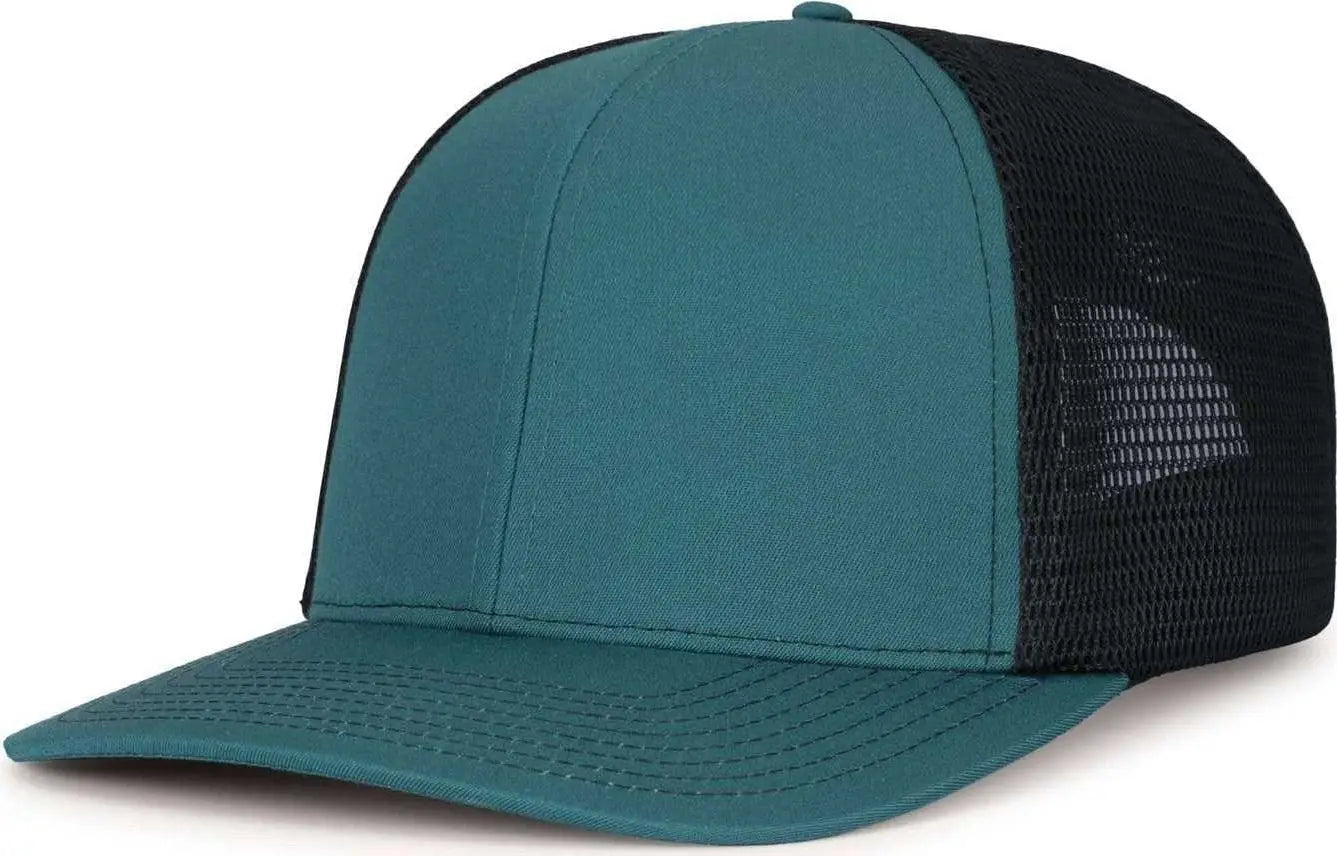 Pacific Headwear P151S Contrast Stitch Trucker Pacflex Snapback Cap - Deep Teal Lt Charcoal Deep Teal - Teal Gray / 7’’