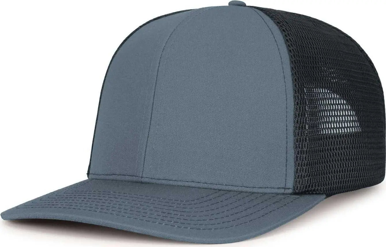 Pacific Headwear P151S Contrast Stitch Trucker Pacflex Snapback Cap - Graphite Black Graphite - Dark Gray Black / 7’’ 7