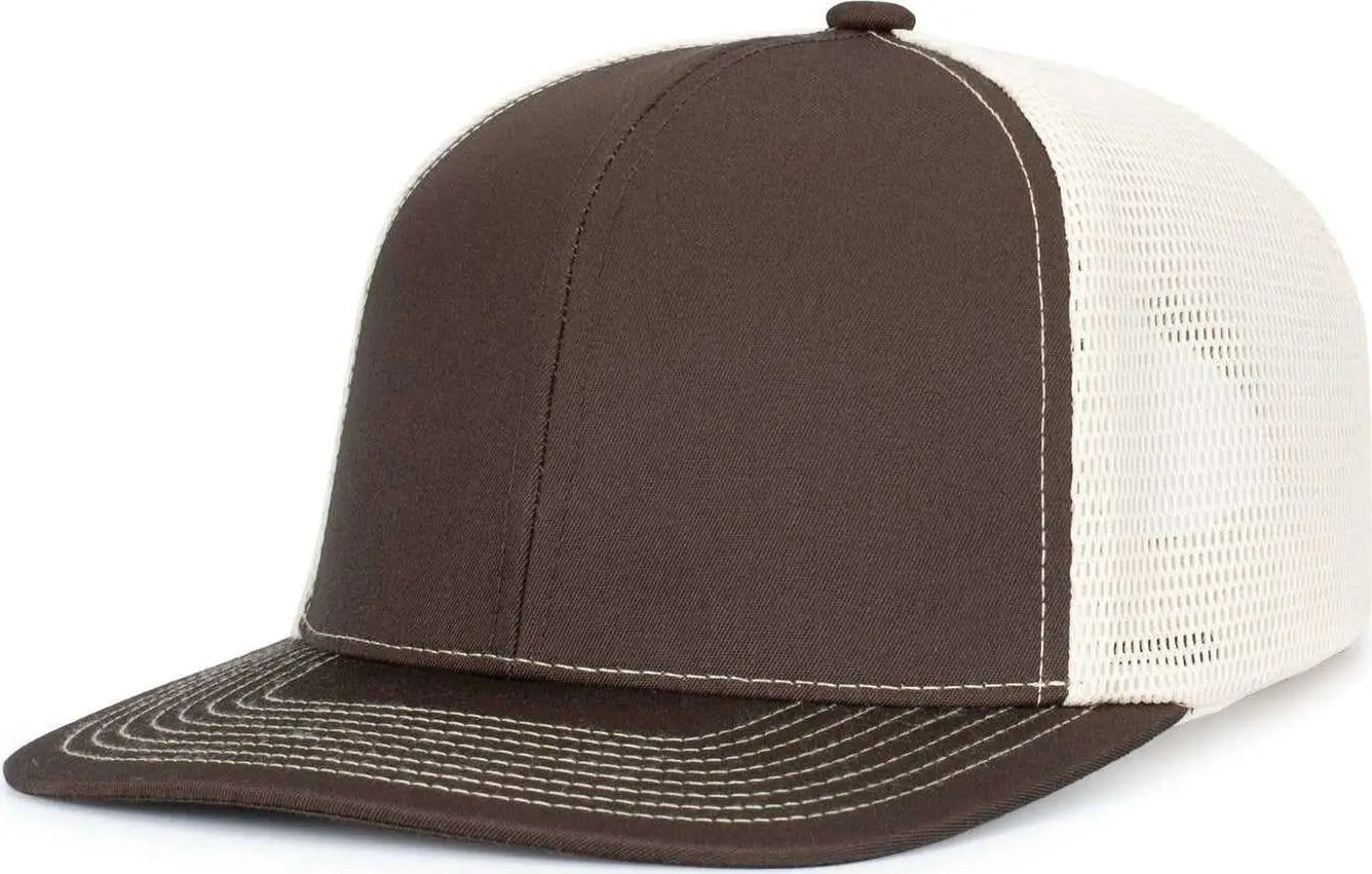 Pacific Headwear P151S Contrast Stitch Trucker Pacflex Snapback Cap - Grey Brown Beige Grey Brown - Gray Brown / 7’’ 7