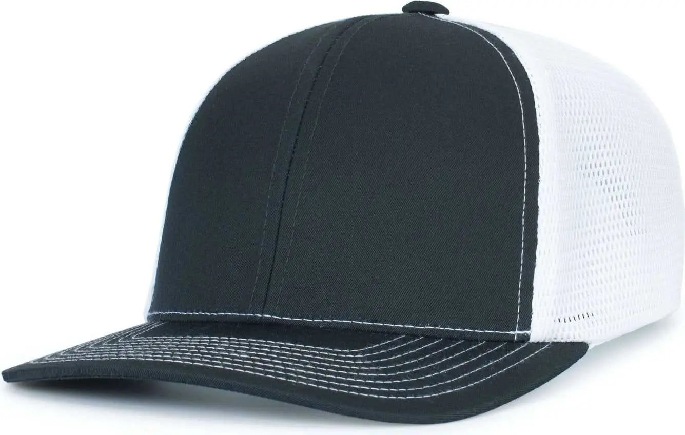 Pacific Headwear P151S Contrast Stitch Trucker Pacflex Snapback Cap - Navy White Navy - Navy White / 7’’ 7 7/8’’