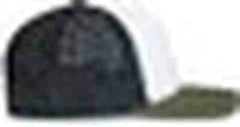 Pacific Headwear P151S Contrast Stitch Trucker Pacflex Snapback Cap White Light Charcoal Moss White Olive / 7’’ 7 7/8’’