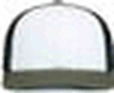 Pacific Headwear P151S Contrast Stitch Trucker Pacflex Snapback Cap - White Light Charcoal Moss - White Olive / 7’’ 7