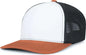 Pacific Headwear P151S Contrast Stitch Trucker Pacflex Snapback Cap - White Light Charcoal Rust - White Gray / 7’’ 7