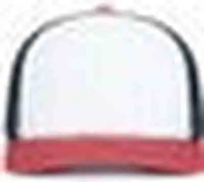 Pacific Headwear P151S Contrast Stitch Trucker Pacflex Snapback Cap - White Navy Red - White Navy / 7’’ 7 7/8’’