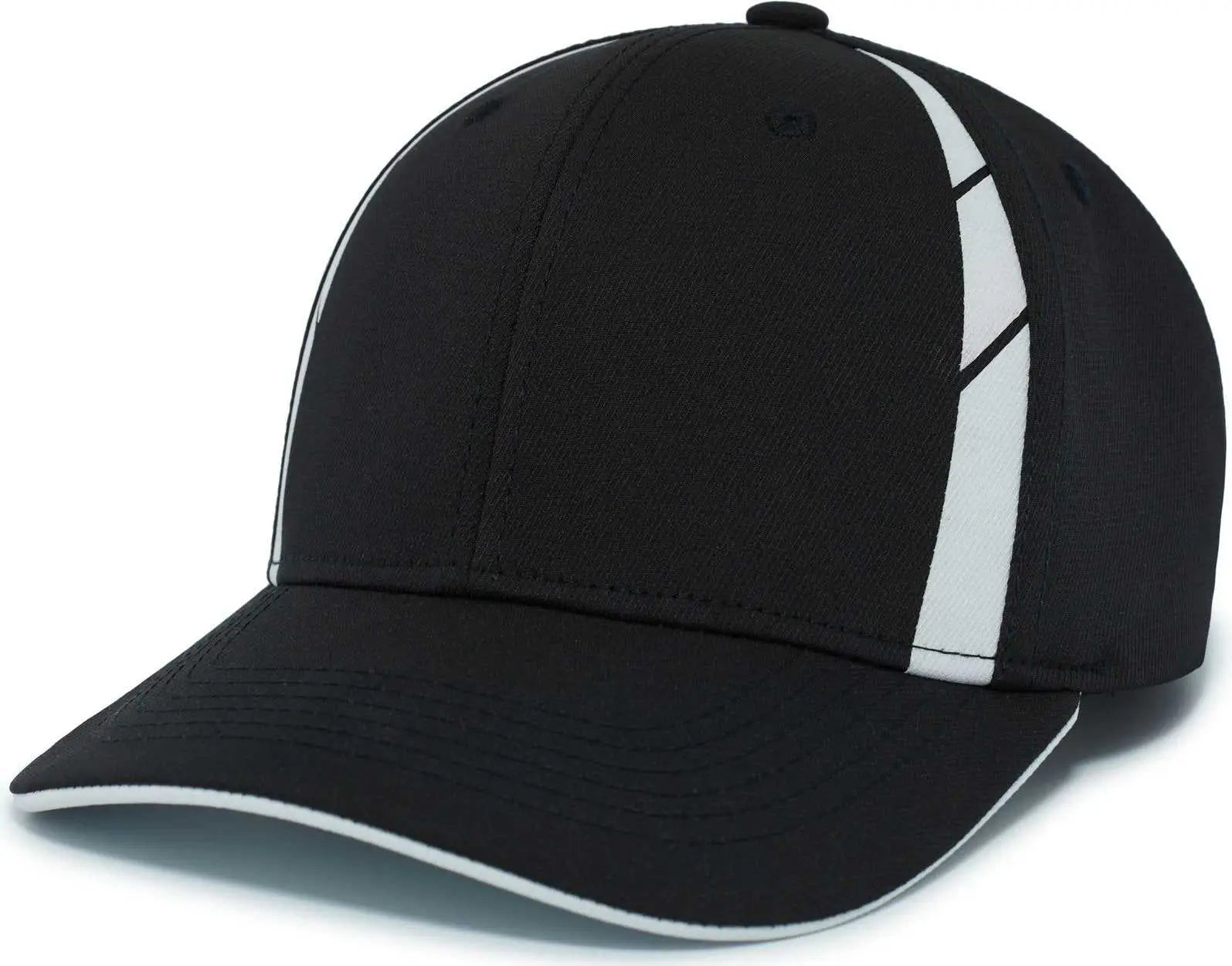 Pacific Headwear P303 Coolcore Sideline Snapback Cap - Black White - Black White / 7’’ - 7 7/8’’