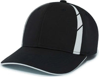 Pacific Headwear P303 Coolcore Sideline Snapback Cap - Black White - Black White / 7’’ - 7 7/8’’