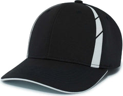 Pacific Headwear P303 Coolcore Sideline Snapback Cap - Black White - Black White / 7’’ - 7 7/8’’