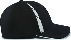 Pacific Headwear P303 Coolcore Sideline Snapback Cap - Black White - Black White / 7’’ - 7 7/8’’