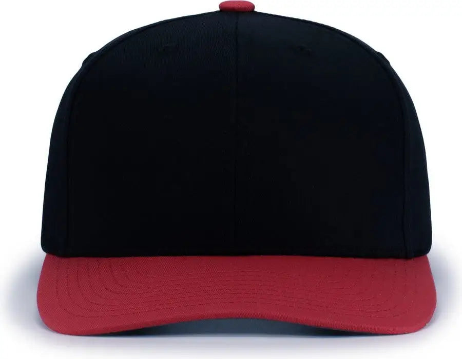 Pacific Headwear P322 Poly/Cotton Snapback Cap - Black Red