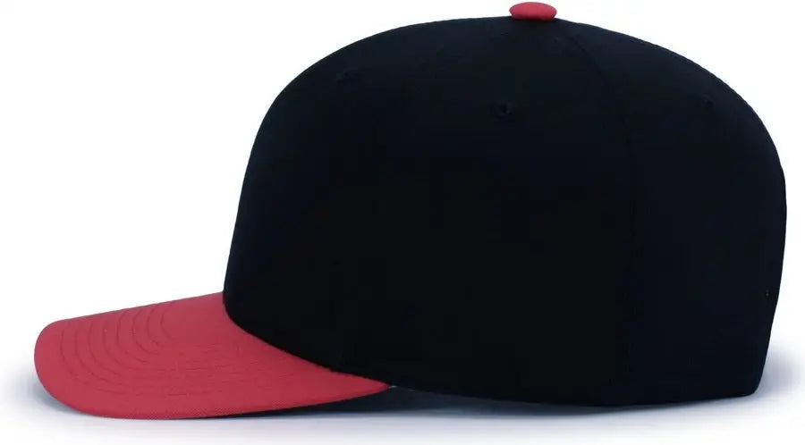 Pacific Headwear P322 Poly/Cotton Snapback Cap - Black Red