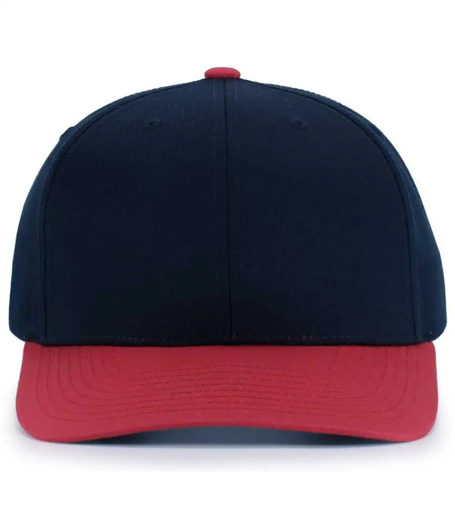 Pacific Headwear P322 Poly/Cotton Snapback Cap - Navy Red