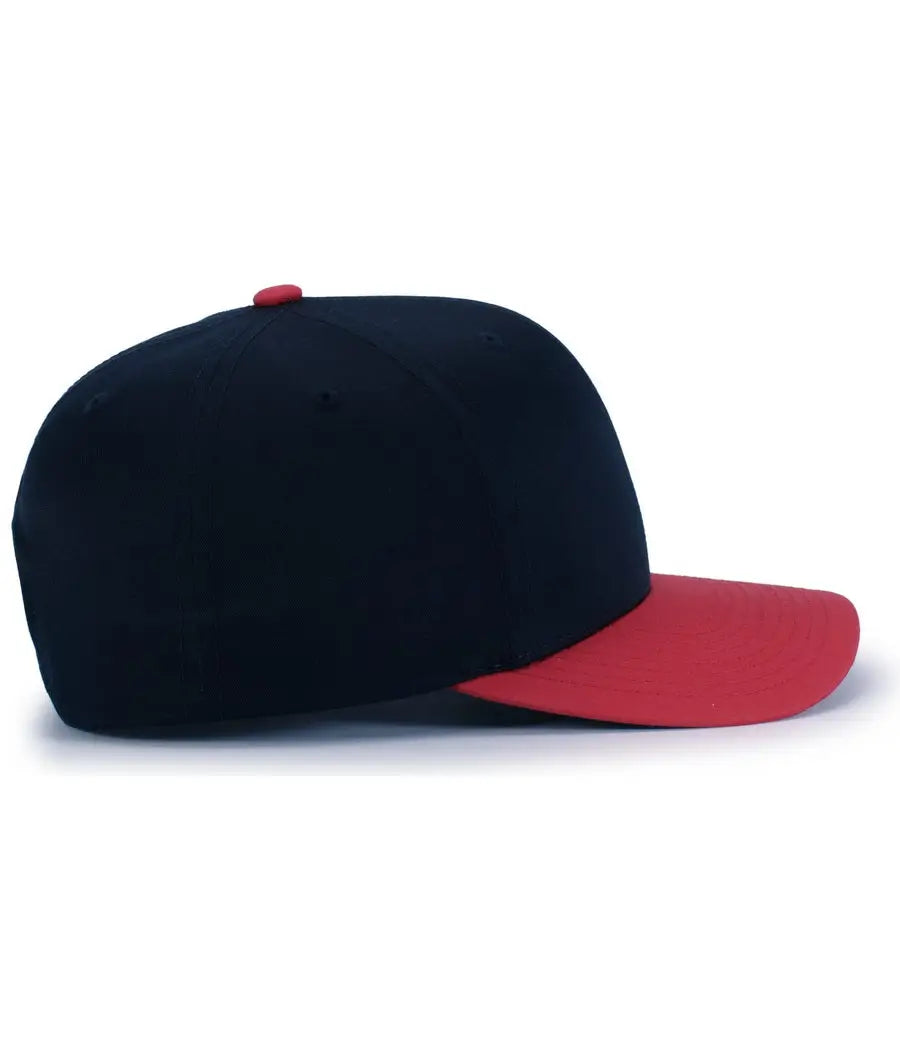 Pacific Headwear P322 Poly/Cotton Snapback Cap - Navy Red