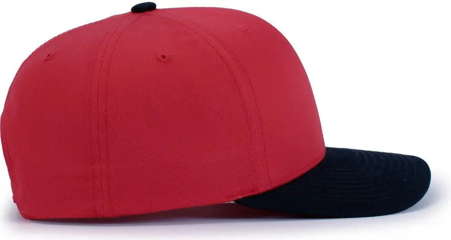 Pacific Headwear P322 Poly/Cotton Snapback Cap - Red Navy