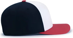 Pacific Headwear P322 Poly/Cotton Snapback Cap - White Navy Red
