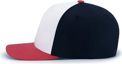 Pacific Headwear P322 Poly/Cotton Snapback Cap - White Navy Red