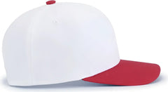 Pacific Headwear P322 Poly/Cotton Snapback Cap - White Red