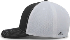 Pacific Headwear P365 Air Mesh Sideline Cap - Black White Black - Black / 7’’ - 7 7/8’’