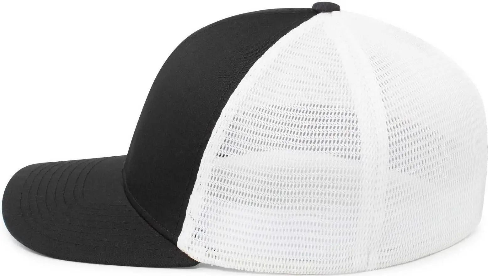Pacific Headwear P401 Fusion Trucker Cap - Black White Black