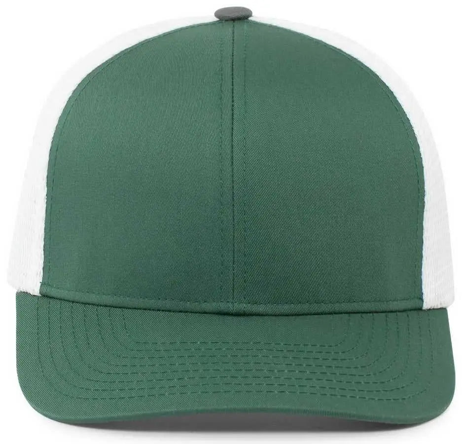 Pacific Headwear P401 Fusion Trucker Cap - Dark Green White Dark Green