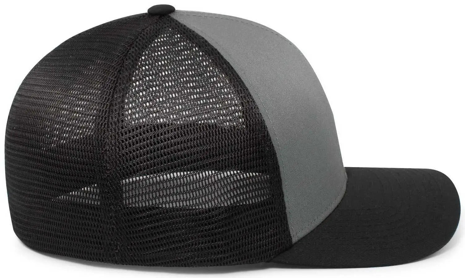 Pacific Headwear P401 Fusion Trucker Cap - Graphite Black Black