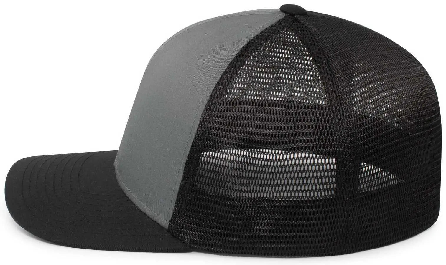 Pacific Headwear P401 Fusion Trucker Cap - Graphite Black Black