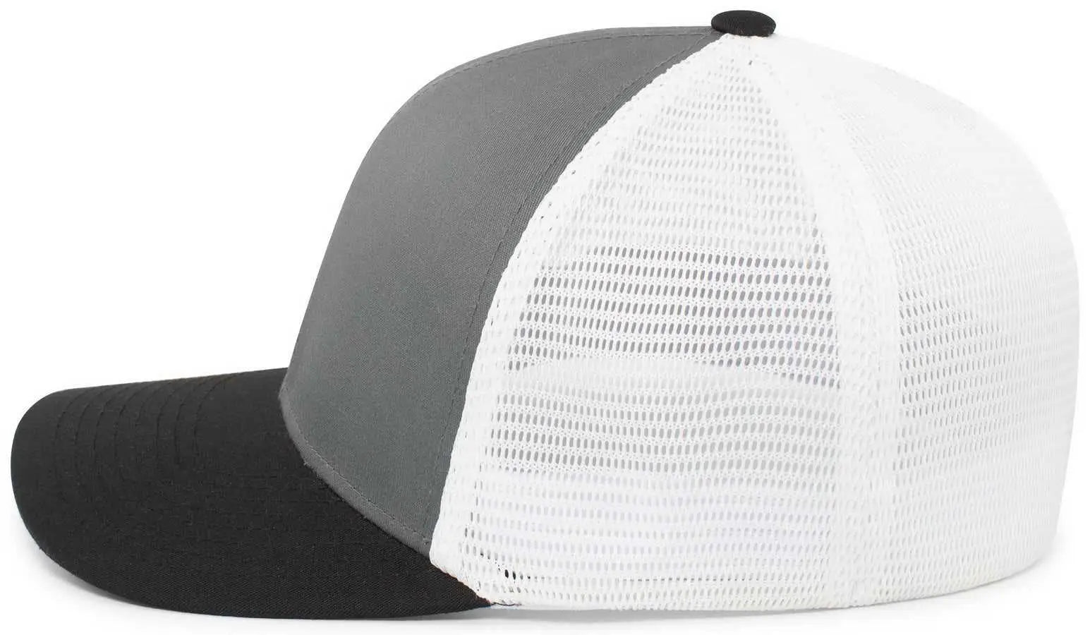 Pacific Headwear P401 Fusion Trucker Cap - Graphite White Black