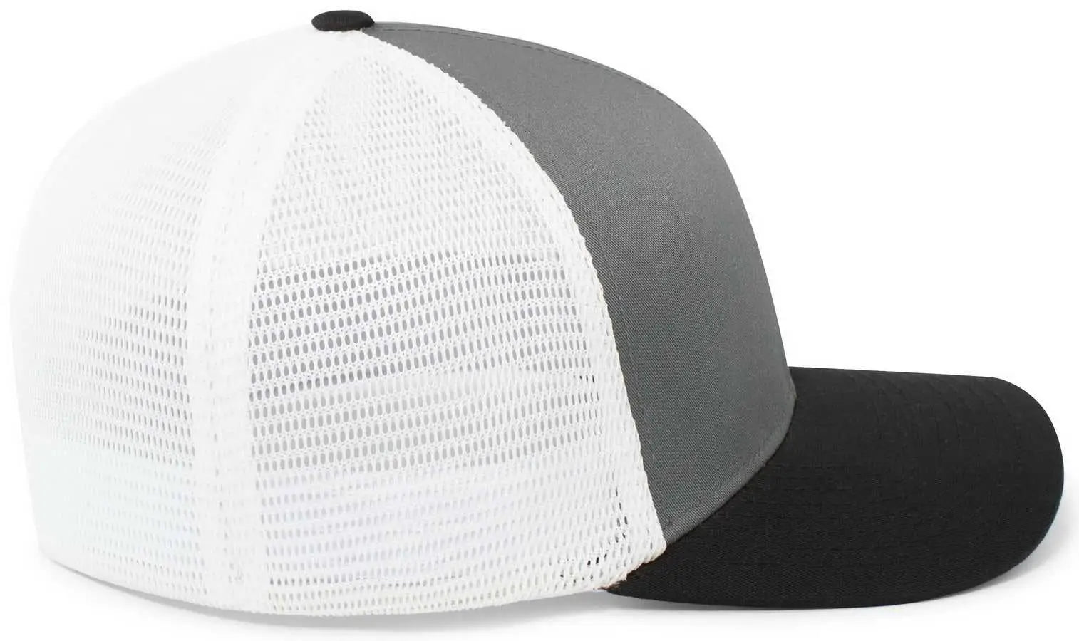 Pacific Headwear P401 Fusion Trucker Cap - Graphite White Black