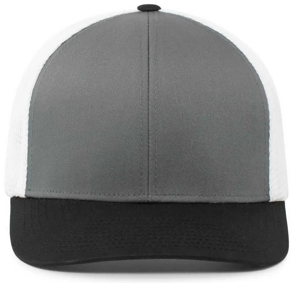 Pacific Headwear P401 Fusion Trucker Cap - Graphite White Black